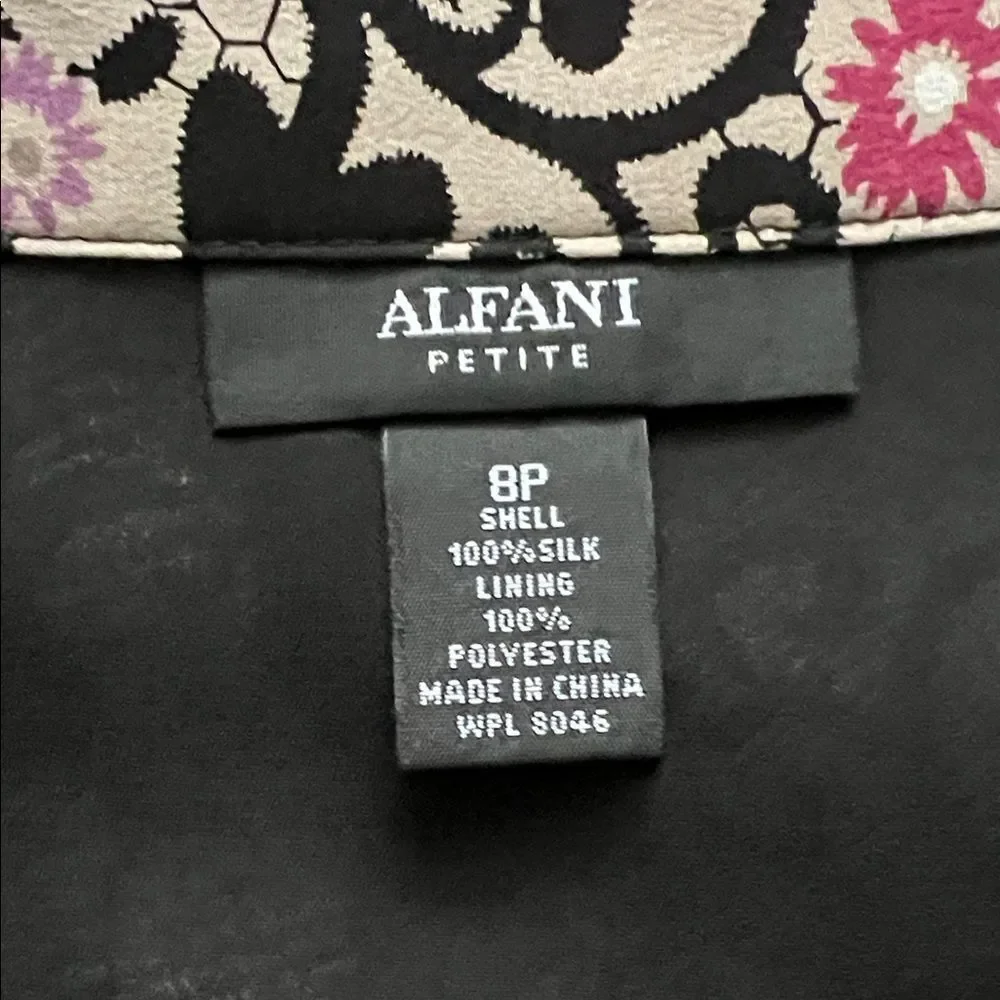 ALFANI Floral Black and Pink Women's Silk Skirt in Size 8P